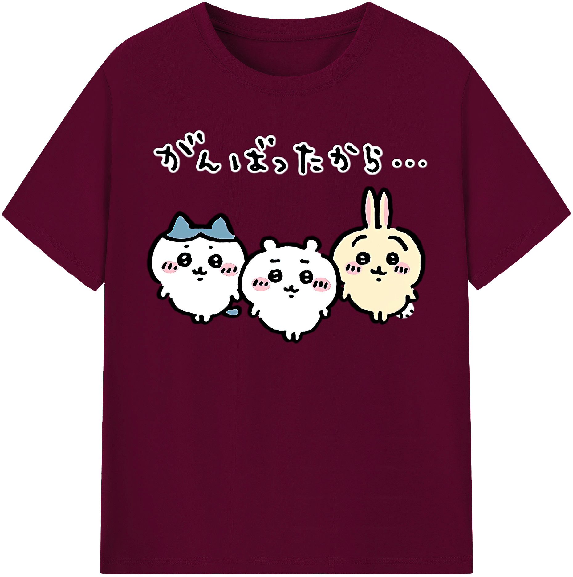 （画像用） ちいかわ ハチワレ Chii-kawa hachiware レディースカジュアルプリントTシャツ（綿100％）